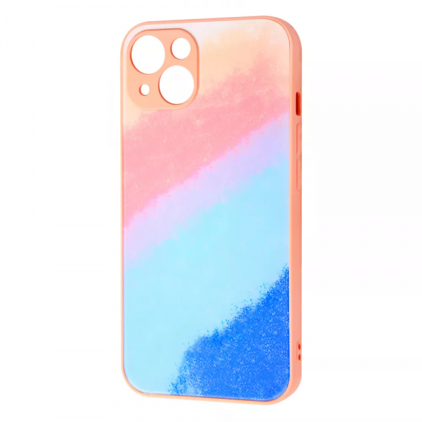 TPU+Glass чехол Bright Colors Case Without Logo для Iphone 13 – Pink / Blue