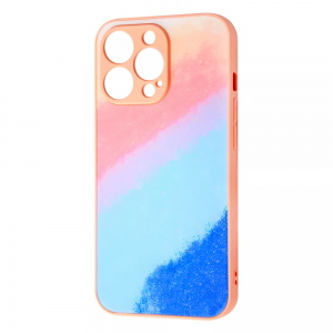 TPU+Glass чехол Bright Colors Case Without Logo для Iphone 13 Pro – Pink / Blue