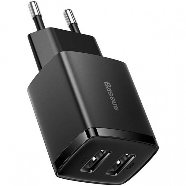 Сетевое зарядное устройство Baseus Compact 10.5W 2USB – Black