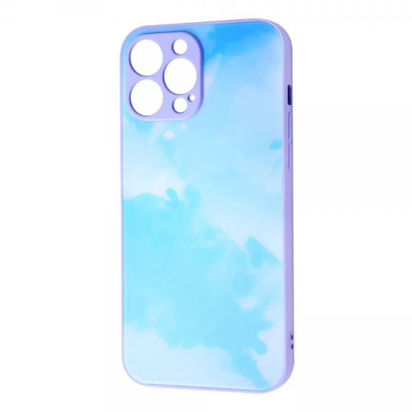 TPU+Glass чехол Bright Colors Case Without Logo для Iphone 13 Pro Max – Light blue