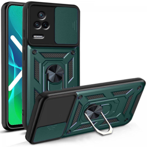 Ударопрочный чехол Camshield Serge Ring со шторкой для камеры для Xiaomi Poco F4 – Зеленый