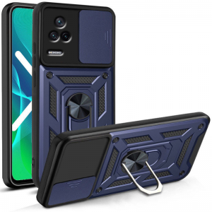 Ударопрочный чехол Camshield Serge Ring со шторкой для камеры для Xiaomi Poco F4 – Синий