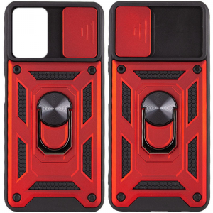Ударопрочный чехол Camshield Serge Ring со шторкой для камеры для Xiaomi Redmi Note 10 / Note 10s / Poco M5s – Красный