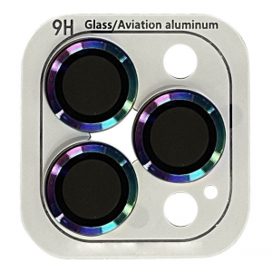 Защитное стекло Metal Classic на камеру для IPhone 12 Pro / 11 Pro / 11 Pro Max – Сиреневый / Raindow