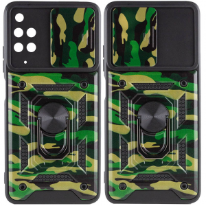 Ударопрочный чехол Camshield Serge Ring Camo со шторкой для камеры для Xiaomi Redmi 10 – Зеленый / Army Green
