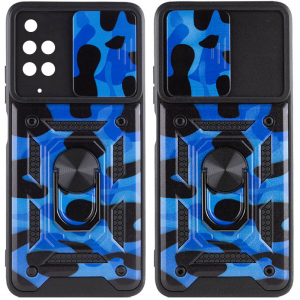 Ударопрочный чехол Camshield Serge Ring Camo со шторкой для камеры для Xiaomi Redmi 10 – Синий / Army Blue