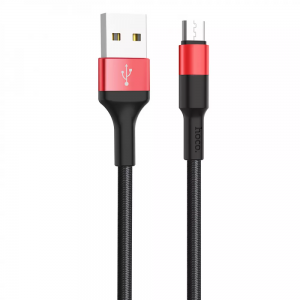Кабель Hoco X26 Xpress Сharged USB to MicroUSB 2.4A (1м) – Black / Red