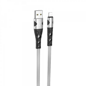 Кабель Hoco U105 Treasure Jelly Braided USB to Lightning 2.4A (1.2м) – Silver