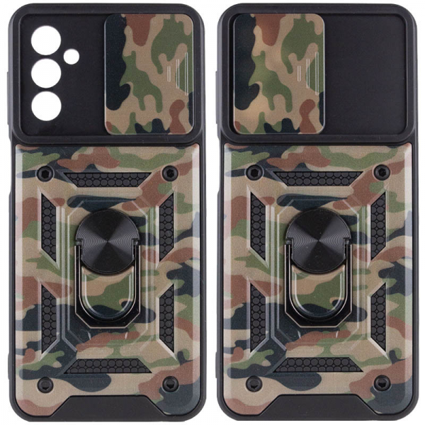 Ударопрочный чехол Camshield Serge Ring Camo со шторкой для камеры для Samsung Galaxy A04s – Коричневый / Army Brown