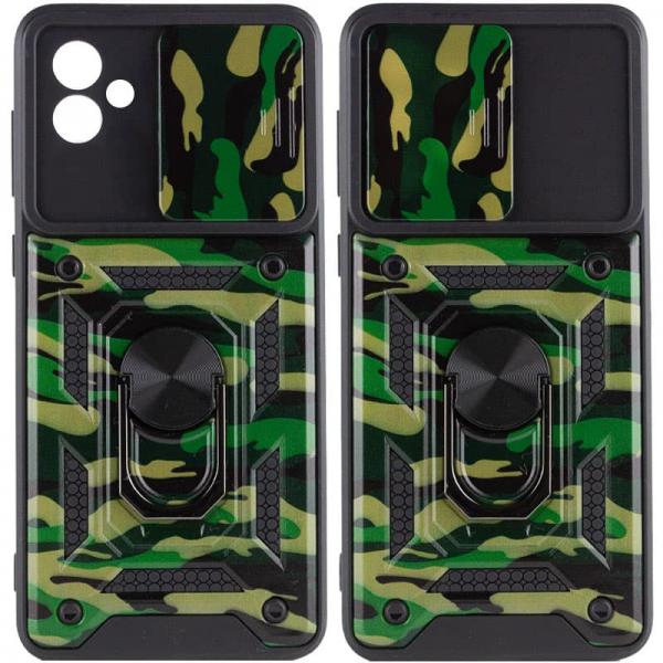 Ударопрочный чехол Camshield Serge Ring Camo со шторкой для камеры для Samsung Galaxy A04 – Зеленый / Army Green