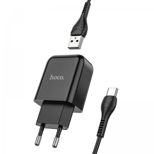 Сетевое зарядное устройство HOCO N2 + кабель Type-C 1USB / 2.1A – Black