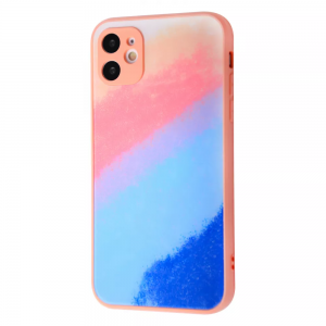 TPU+Glass чехол Bright Colors Case Without Logo для Iphone 11 – Pink / Blue