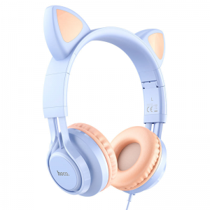 Проводные наушники с кошачьими ушками Hoco W36 Cat ear – Dream Blue