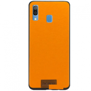 Силиконовый TPU чехол ( накладка ) REMAX TISSUE с блестками для Samsung Galaxy A20 / A30 2019 – Оранжевый