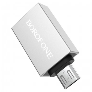 Адаптер Borofone BV2 OTG USB to MicroUSB – Silver