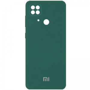 Чехол Silicone Cover (AA) с защитой камеры и микрофиброй для Xiaomi Redmi 10C / Poco C40 – Зеленый / Pine green