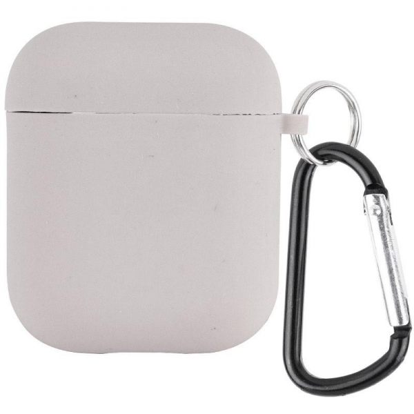 Силиконовый чехол для наушников с микрофиброй для Apple Airpods 1/2 – Серый / Stone