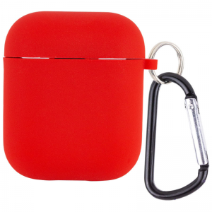 Силиконовый чехол для наушников с микрофиброй для Apple Airpods 1/2 – Красный / Red