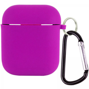 Силиконовый чехол для наушников с микрофиброй для Apple Airpods 1/2 – Фиолетовый / Grape