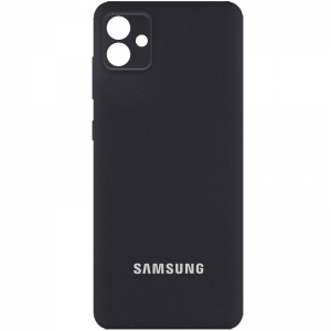 Чехол Silicone Cover (AA) с защитой камеры и микрофиброй для Samsung Galaxy A04 – Черный / Black