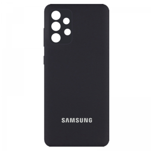 Чехол Silicone Cover (AA) с защитой камеры и микрофиброй для Samsung Galaxy A52 / A52s – Черный / Black