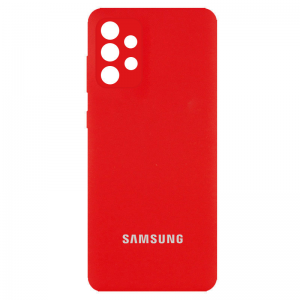 Чехол Silicone Cover (AA) с защитой камеры и микрофиброй для Samsung Galaxy A52 / A52s – Красный / Red