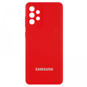 Чехол Silicone Cover с микрофиброй и защитой камеры для Samsung Galaxy A32 – Красный / Red