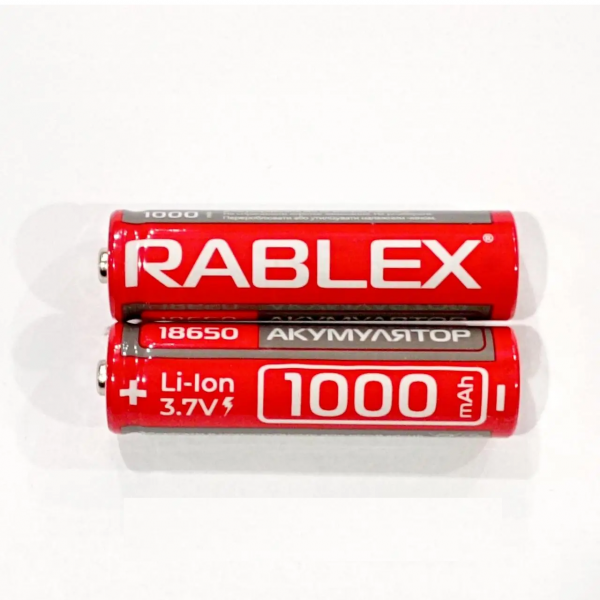 Батарейка акумуляторна 18650 Rablex Li-Ion 3.7V 1000mAh 1 шт