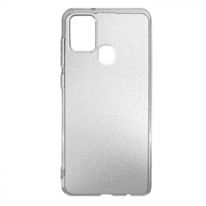 Прозрачный cиликоновый чехол CoWay с блестками для Samsung Galaxy A21s