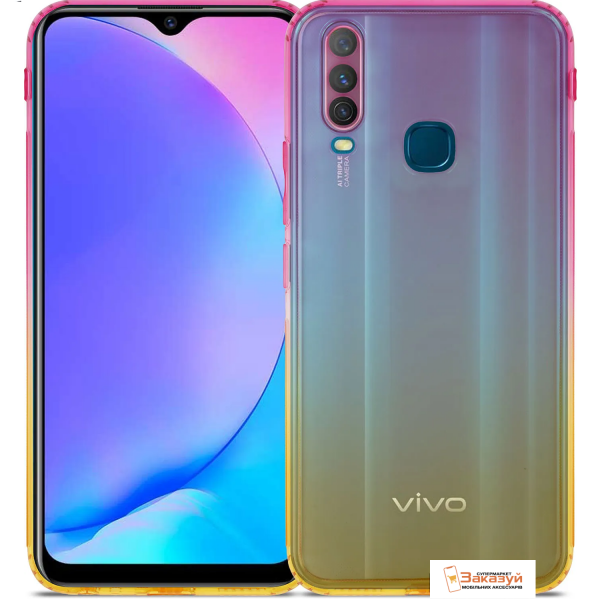 Cиликоновый прозрачный TPU чехол DeFabric Gradient для Vivo Y15 / Y17 – Оранжевый