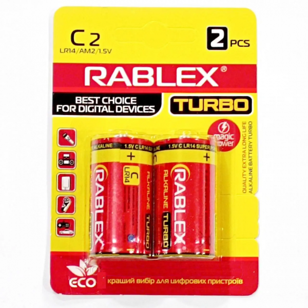 Батарейка Rablex Turbo ALKALINE 1.5V LR14 (C) – 1 шт