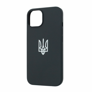 Чехол патриотический Silicone Case с микрофиброй для Iphone 13 – Черный