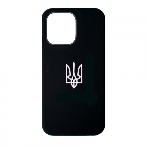 Чехол патриотический Silicone Case с микрофиброй для Iphone 14 Pro Max – Черный
