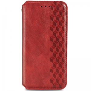 Кожаный чехол-книжка GETMAN Cubic для Xiaomi Redmi 10C / Poco C40 – Красный
