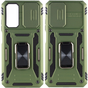 Ударопрочный чехол Camshield Army Ring со шторкой для камеры для Xiaomi Redmi 10 – Оливковый / Army Green