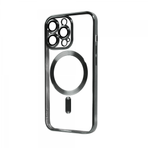 Прозрачный чехол Chrome с MagSafe и стеклом на камеру для Iphone 13 Pro – Black
