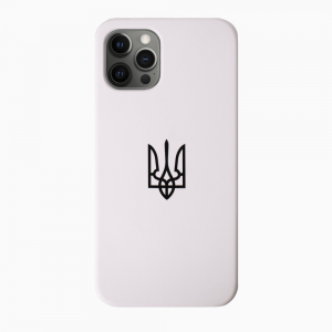 Чехол патриотический Silicone Case с микрофиброй для Iphone 12 / 12 Pro – Белый