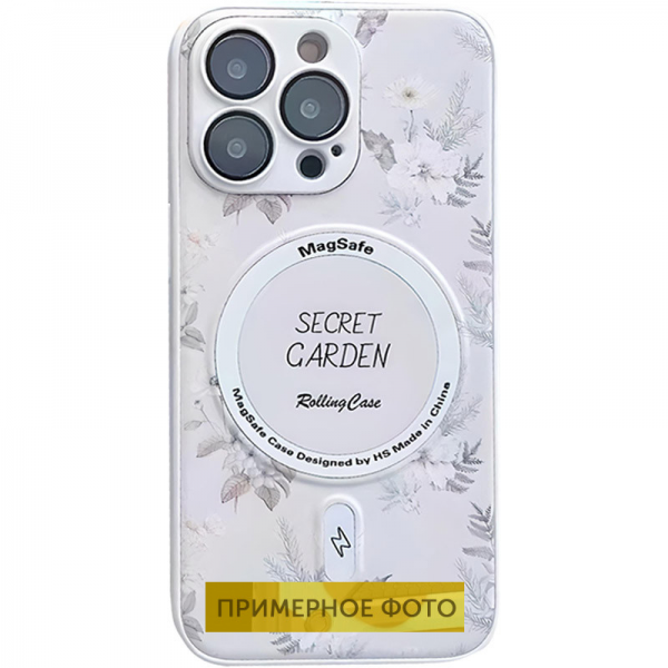 Чехол TPU+PC Secret Garden с MagSafe и защитой камеры для Iphone 12 – Белый / White