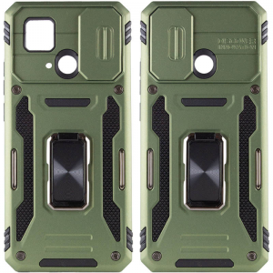 Ударопрочный чехол Camshield Army Ring со шторкой для камеры для Xiaomi Redmi 10C / Poco C40 – Оливковый / Army Green