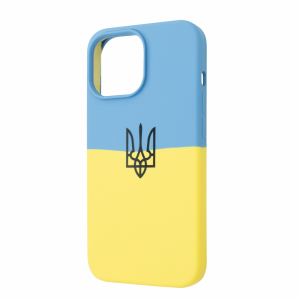 Чехол патриотический Silicone Case с микрофиброй для Iphone 12 Pro Max – Флаг Украины