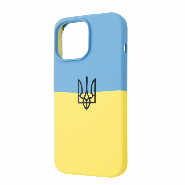 Чехол патриотический Silicone Case с микрофиброй для Iphone 14 Pro – Флаг Украины