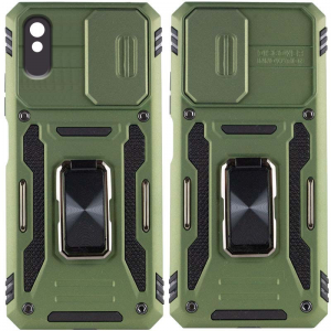 Ударопрочный чехол Camshield Army Ring со шторкой для камеры для Xiaomi Redmi 9A – Оливковый / Army Green
