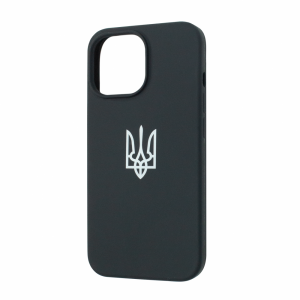 Чехол патриотический Silicone Case с микрофиброй для Iphone 12 / 12 Pro – Черный