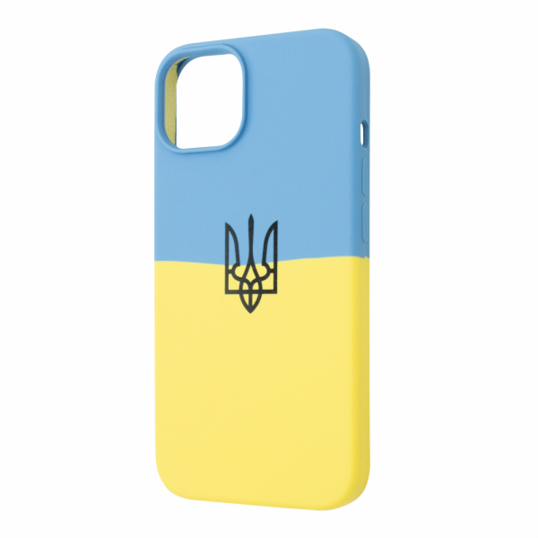 Чехол патриотический Silicone Case с микрофиброй для Iphone 14 – Флаг Украины