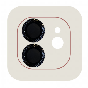 Защитное стекло Metal Shine на камеру с блестящим кольцом для Iphone 12 / 12 mini / 11 – Черный / Black