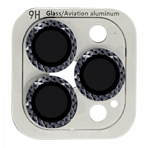 Защитное стекло Metal Shine на камеру с блестящим кольцом для Iphone 13 Pro / 13 Pro Max – Темно-Серый / Graphite