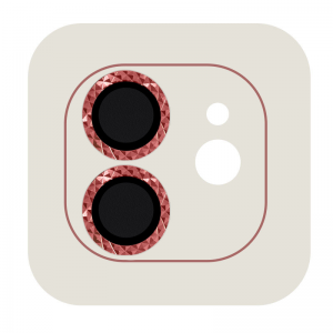 Защитное стекло Metal Shine на камеру с блестящим кольцом для Iphone 12 / 12 mini / 11 – Красный / Red