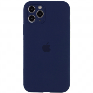 Оригинальный чехол Silicone Case Full Camera Protective с микрофиброй для Iphone 12 Pro Max – Синий / Deep navy