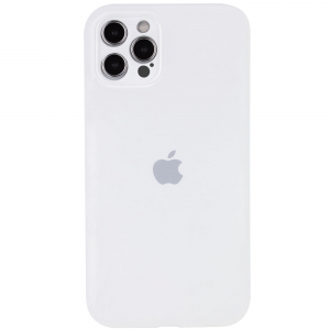 Оригинальный чехол Silicone Case Full Camera Protective с микрофиброй для Iphone 14 Pro Max – Белый / White