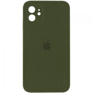 Оригинальный чехол Silicone Cover 360 Square с защитой камеры для Iphone 11 – Зеленый / Dark Olive